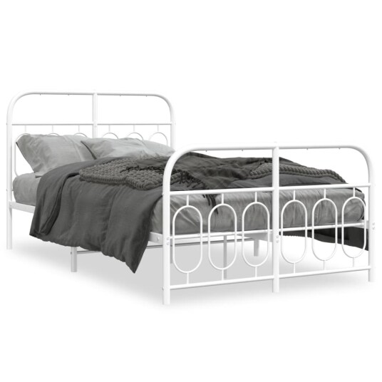  Sengeramme i metall med hode- og fotgavl hvit 120x190 cm 8721102646515