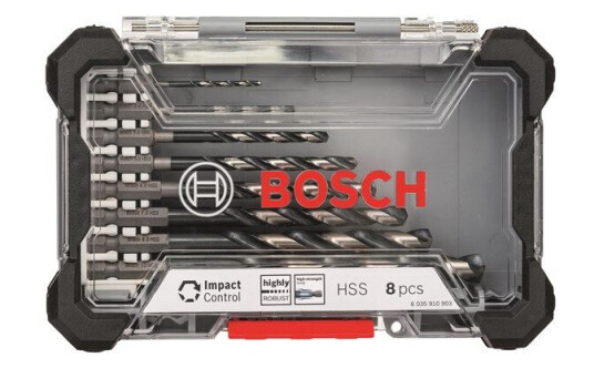 Bosch HSS-borsett 8 stk. for metall og stål, Impact Control