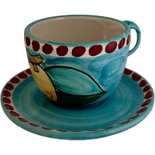 Piccola Home Sorrento Limone Cappuccinokopp med Tallerken