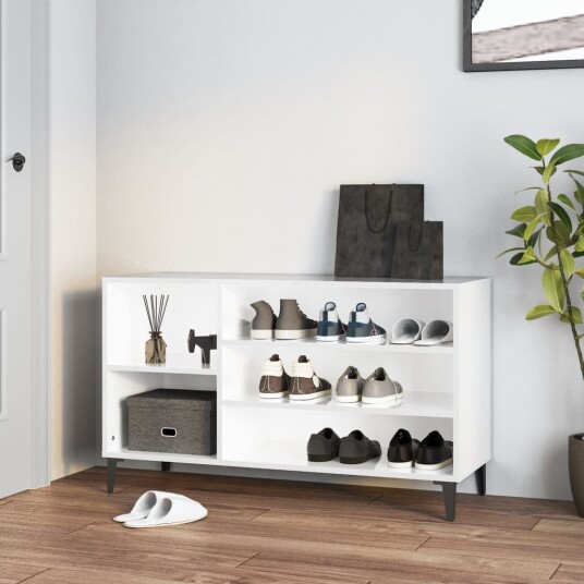 vidaXL Skoskap h?yglans hvit 102x36x60 cm konstruert tre vidaXL Skoskap h?yglans hvit 102x36x60 cm konstruert tre