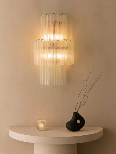 Murano Vegglampe Rør Gjennomsiktig Krompatinert