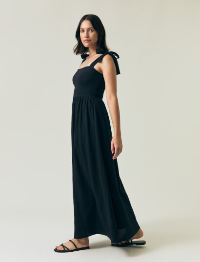 Lexington Clothing Bow-Strap Seersucker Summer Dress - White - XL