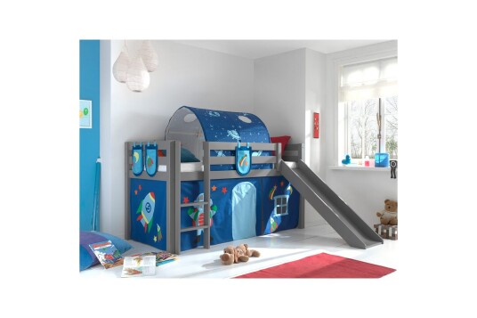 Middelseng med gardin Pino Astro Grå Grå Med sklie Med tunnel 3 Grå Grå Med sklie Med tunnel 3