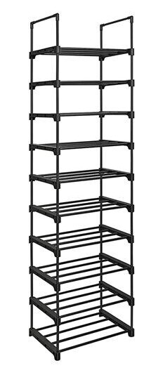Skohylle med 10 hyller og tilpassbar design   Svart