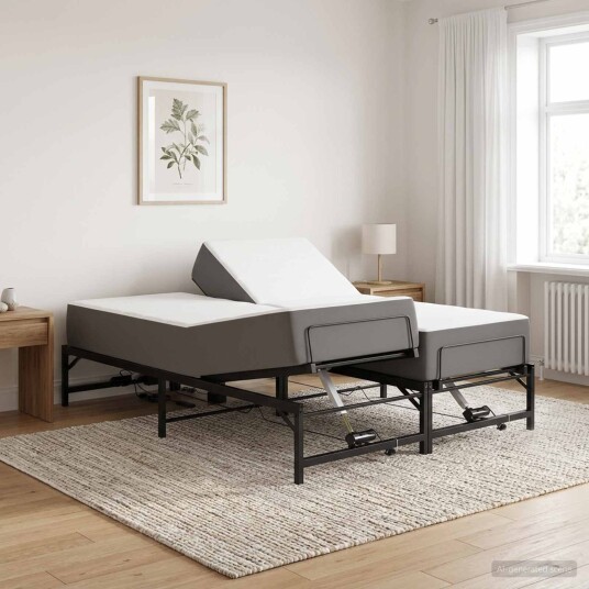 vidaXL Elektrisk Justerbar Seng Ramme Svart 140 x 190 cm Stål