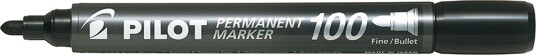 Pilot Permanent Marker 100 Markeringspenn rund spiss, 20-pakk Svart, Markere & markører