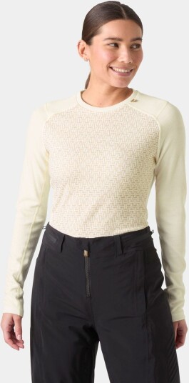 Helly Hansen Dame Lifa Merino Midtvekt Graphic Crew Basislag Hvit Xs