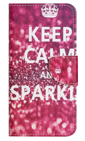 INCOVER Samsung Galaxy A24 Flip Deksel i Skinn med Lommebok og Trykk - "Keep Calm and Sparkle"