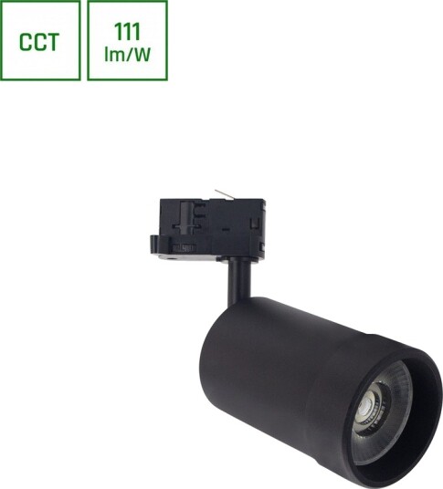20W PAVA BASIC 3 faset skinnespot Justerbar CCT 111lm/W 20 45° sort Dimbar : Ikke dimbar Kulør : CCT Varm til Kald Hvit