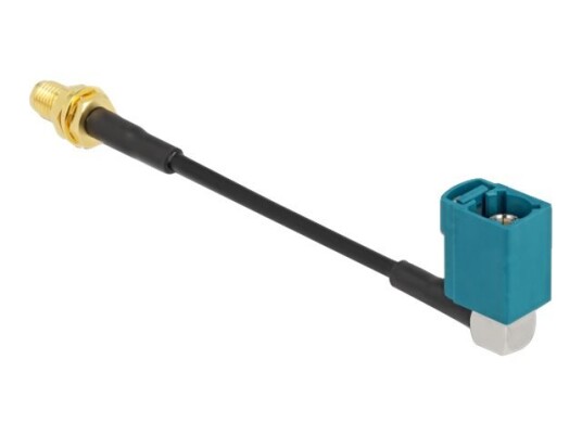 Delock - Antennekabel - Fakra Z-Kobling Hunn Vinklet Til Sma Hunn Skott - 10 Cm - Koaksial - Svart
