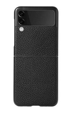 Samsung Galaxy Z Flip3 5G Slim Deksel Ekte Lær Svart