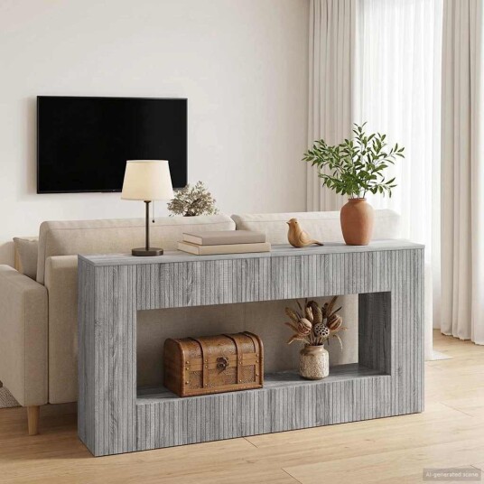 vidaXL Konsollbord Stripete Grå Sonoma 155 x 29 x 74 cm Konstruert tre
