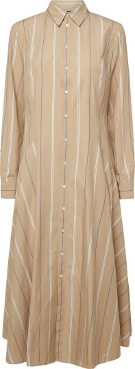 Polo Ralph Lauren Striped Cotton Paneled Shirtdress Beige 34