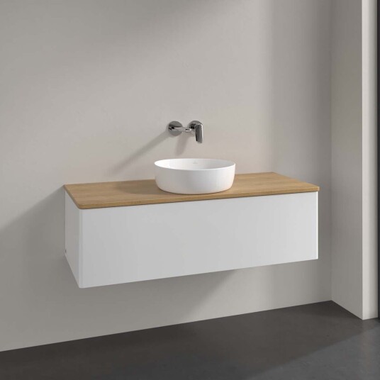 Villeroy & Boch Antao Servantskap med 1 skuff 120x50x36 cm u/lys Hvit Blank/Eik