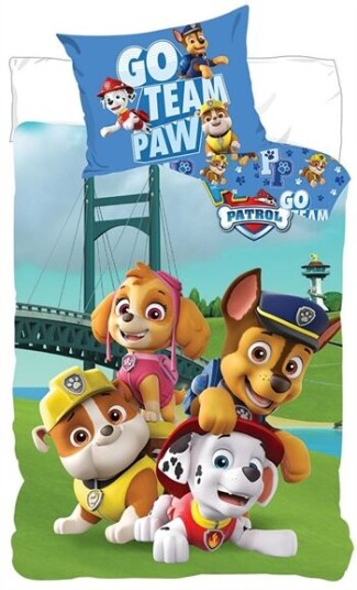 Licens Paw Patrol Sengetøy Go team paw 140x200 cm 2 i 1 sengesett 100% bomull Licens Paw Patrol Sengetøy Go team paw 140x200 cm 2 i 1 sengesett 100% bomull