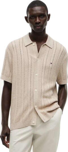Tommy Hilfiger Pointelle Structure Ss Shirt   Beige   XXL