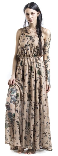 Jawbreaker Rockabilly Lang kjole Apothecary Master Sundress S til XXL Damer beige