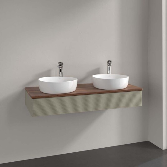 Villeroy & Boch Antao Servantskap med 1 skuff 120x50x19 cm m/lys Steingrå/Valnøtt Villeroy & Boch Antao Servantskap med 1 skuff 120x50x19 cm m/lys Steingrå/Valnøtt