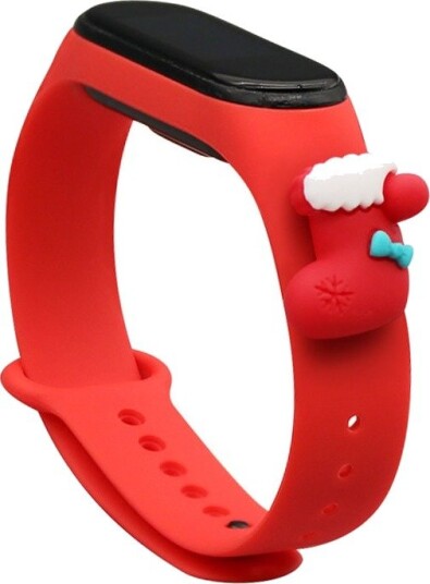 Strap Xmas for Xiaomi Mi Band 3 / 4 Christmas Silicone Strap Armbånd med sokk Rød