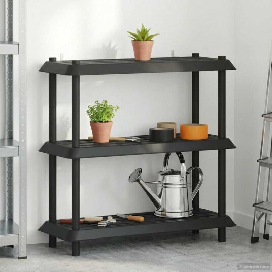vidaXL Hyllesystem 3 nivåer 100 x 40 x 96 cm PP Antrasitt