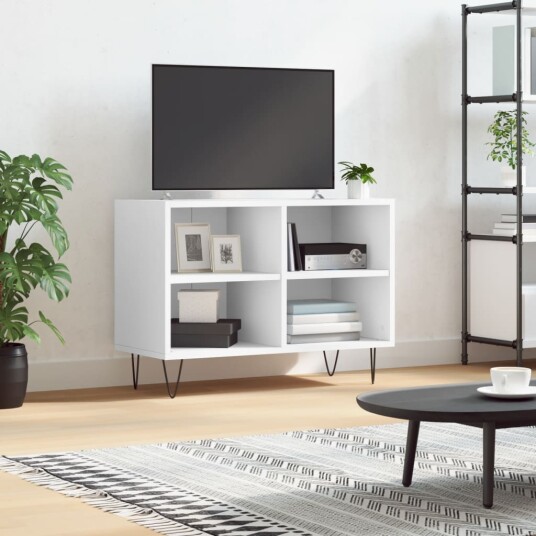 vidaXL TV-benk hvit 69,5x30x50 cm konstruert tre