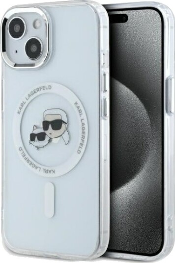 Karl Lagerfeld iPhone 15 MagSafe Deksel med Karl&Choupette Motiv - Hvit