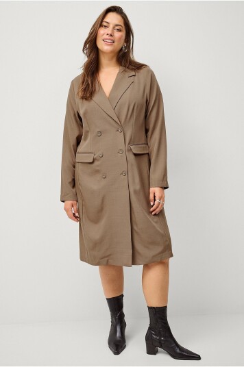Zizzi - Kjole mCarla L/S Blk Blazer Dress - Brun