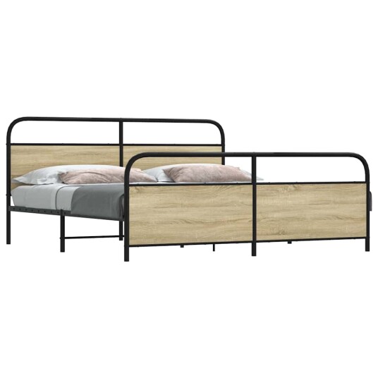 Sengeramme i metall uten madrass sonoma eik 193x203 cm 8721158549273