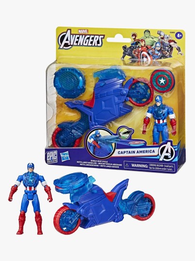 Marvel Avengers Captain America Figur med Motorsykkel 10 cm - Actionleketøy
