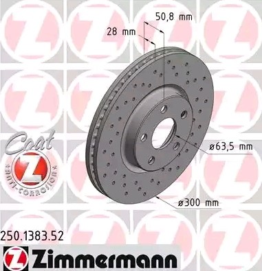 Bremseskive ZIMMERMANN 250.1383.52