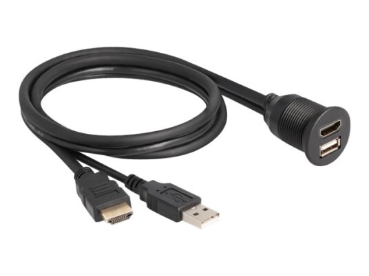 Delock Hdmi Usb Extension Cable Usb Hdmi Hann Til Usb Hdmi Hunn 1 M Svart Støtte For 4K 60 Hz 3840 X 2160 87880