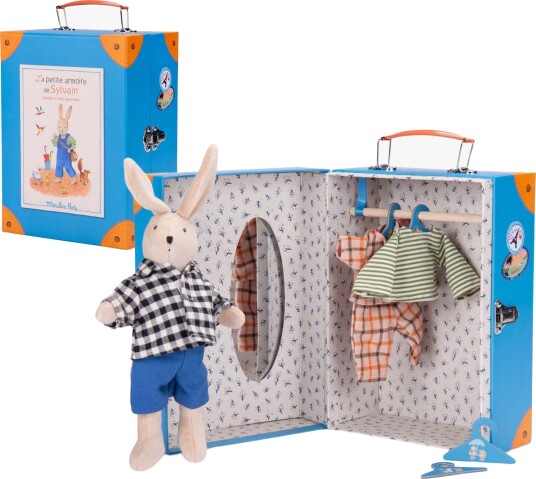 Moulin Roty Garderobekoffert med Dukke Sylvain Moulin Roty Garderobekoffert med Dukke Sylvain