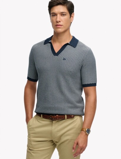 Superdry Johnny Collar Knitted Polo Navy M