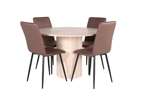 Venture Design Bianca & Windu spisegruppe Brun/whitewash 4 stoler & bord 110 cm