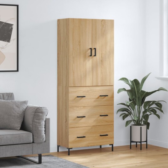 vidaXL Highboard sonoma eik 69,5x34x180 cm konstruert tre 8720845410957 vidaXL Highboard sonoma eik 69,5x34x180 cm konstruert tre 8720845410957