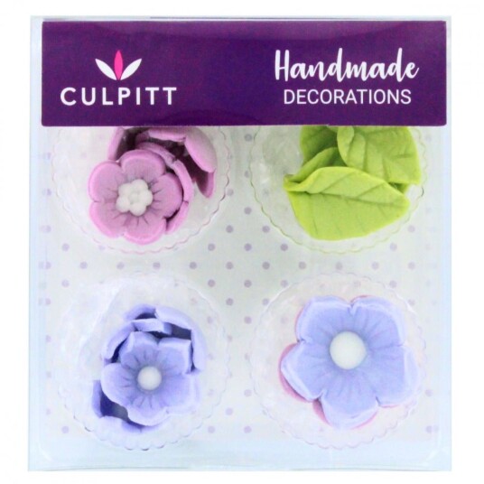 Culpitt Spiselig Kakepynt Lilla Blomster Og Blader Pk/12 Culpitt Spiselig Kakepynt Lilla Blomster Og Blader Pk/12