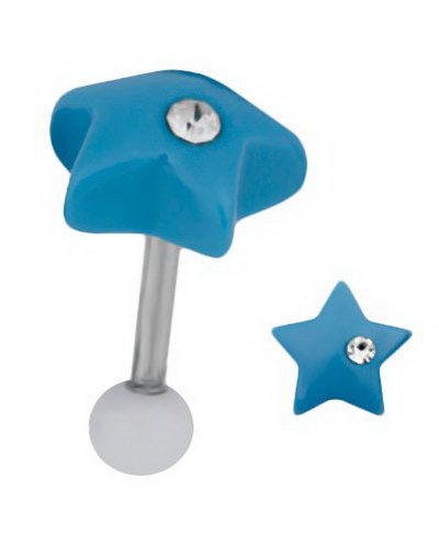 Candy Star Tragus/Helix Blue Strl 1.2 x 8 mm