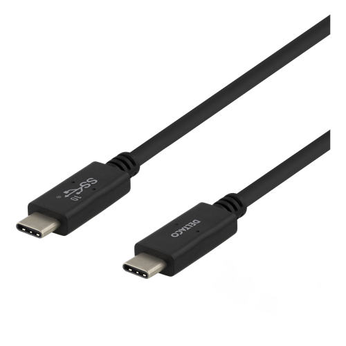 Deltaco USB-C 0,5m 10Gbps Power Delivery Kabel Svart