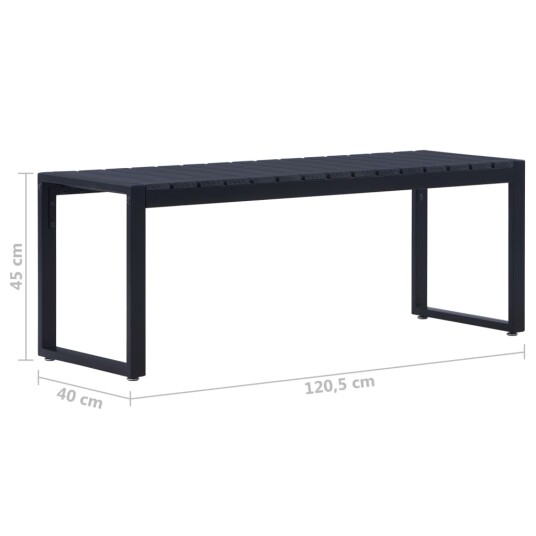 vidaXL Hagebenk 120,5 cm PS-brett svart vidaXL Hagebenk 120,5 cm PS-brett svart