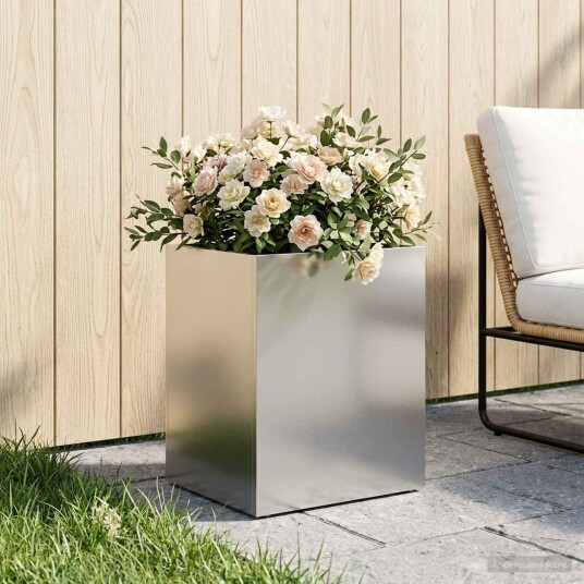 vidaXL Hageblomsterpotte Sølv 40 x 30 x 40 cm Rustfritt stål