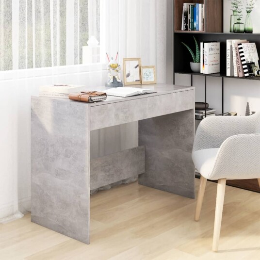 vidaXL Skrivebord betonggrå 101x50x76,5 cm sponplate