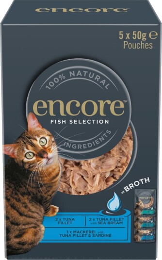 Encore Våtfôr Cat Pouch I Buljong Fiskeutvalg 3 Sorter 20 X 50 G Encore Våtfôr Cat Pouch I Buljong Fiskeutvalg 3 Sorter 20 X 50 G
