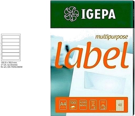 Mondi Etiketter A4 Igepa 192 X 38,0 Mm Hvite 100