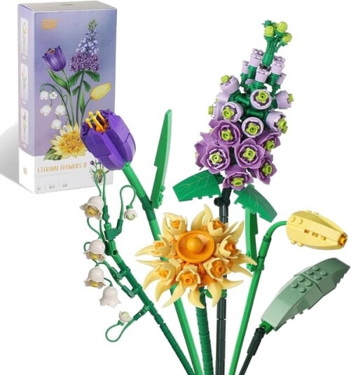 Mini-Lego Blomsterbukett Byggesett Kunstige Blomster DIY Unik Hjemmedekorasjon 534 Deler Botanisk Samling for Jenter 6-18 År