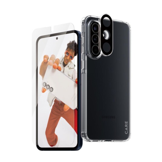 Panzerglass CARE 3-i-1 Beskyttelsespakke for Samsung Galaxy A56 5G - Herdet Glass og Gjenbrukte Materialer