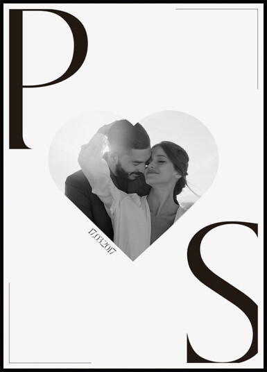Minimalist Heart Anniversary Date Personalized Plakat Plakat / 70x100cm
