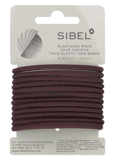 Sibel Elastic Thick Hair Bands 12 stk Brown