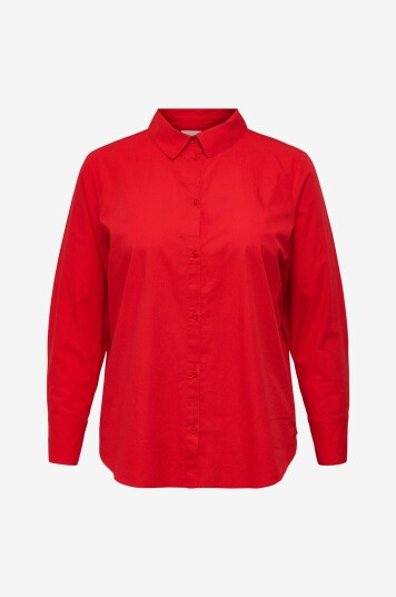 Only Carmakoma - Skjorte carLala LS Loose Button Shirt - Rød