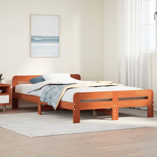 Sengeramme uten madrass brun 135x190 cm heltre furu 8721158371164 Sengeramme uten madrass brun 135x190 cm heltre furu 8721158371164