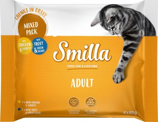 Smilla Våtfôr Adult Fresh Pouch Med Grønnsaker Prøveblanding 4 X 85 G